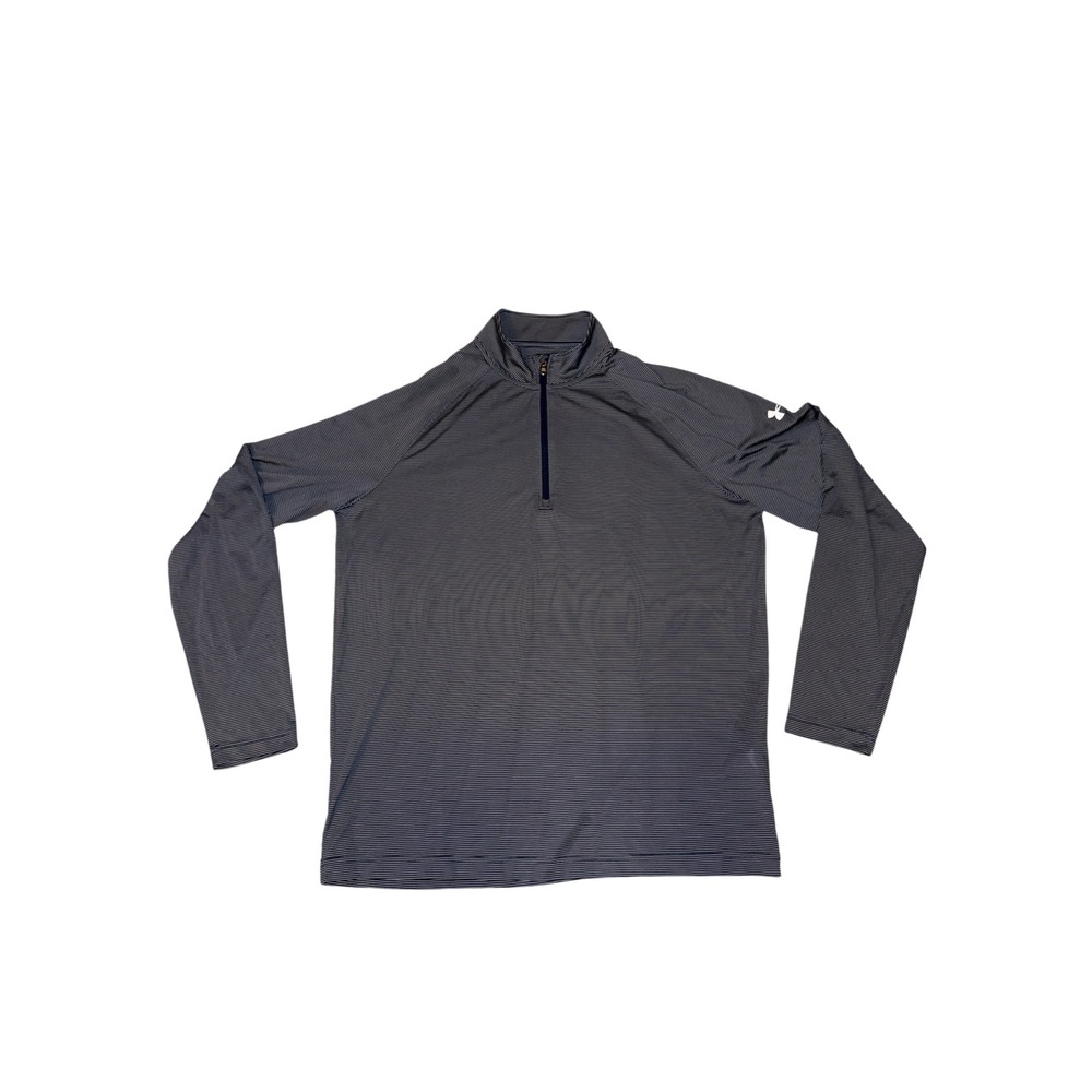 Under Armour Pullover Mens XL Blue Good Striped HeatGear 1/4 Zip Long Sleeve